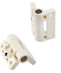 Adjustable Torque Position Control Cabinet Hinges 43x36mm White Plastic, 2 Pack With 8 Screws, front and side view