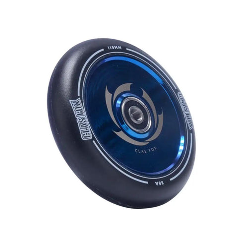 Pro Stunt Scooter Wheels Pair With Abec Nine Bearings And Cnc Alloy Core, Roll Hard On Dope Eighty Eight A Polyurethane Tires, Hollow Build In Black Chrome Blue For Your Sweet Shredding Setup