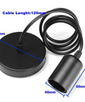 Black pendant lamp base with E27 socket, 120cm cable length, part of Three Heads Pendant Lamp Lighting Vintage Edison Style Adjustable Ceiling Spider Lamp E27 Edison Bulb Hanging Chandelier Light Modern Chic Pendant Lighting For Dining Room Living Room Kitchen Bar Area Home Decor Lit.
