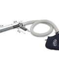 Top Shelf Pneumatic Vacuum And Blower Gun Badass Dual Function Air Tool showing 7in long nozzle, reinfoced tube, and dust collection pouch.