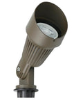 Close-up of 4W 12V Low Voltage Landscape Lights Kit Bronze Outdoor Spotlight Set with LED bulb and adjustable knuckle.