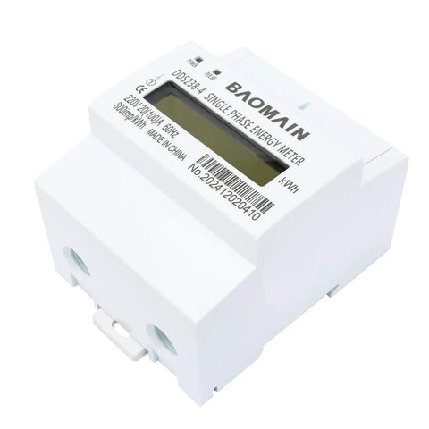 Single Phase KWh Meter For 220V Systems 20A To 100A DIN Rail Power Meter With LCD Display High Accuracy Energy Monitor
