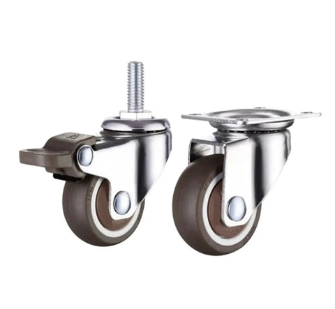 Heavy Duty Rubber Swivel Furniture Casters With Brakes Adjustable Stem 1 Inch 1.25 Inch 1.5 Inch 2 Inch Wheels For Carts Tables Cabinets DIY Projects Built To Last Beefy