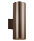 Bullets Cast Aluminum Outdoor Wall Sconce In Bronze Finish, Two Light Exterior Fixture With Tempered Glass Panels, Weatherproof