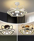 Top Notch Pentagonal Ceiling Fan Light Featuring Ultra Quiet Inverter Motor And Sleek Silver Shade Ideal For Upscale Living Spaces That Demand Big Time Style And Smooth Daily Cooling Vibes in three color variations.