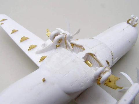 ATR 42 500 Exterior Detailing Photoetch Kit For One To Forty Four Scale Aircraft Model showing metal parts on fuselage