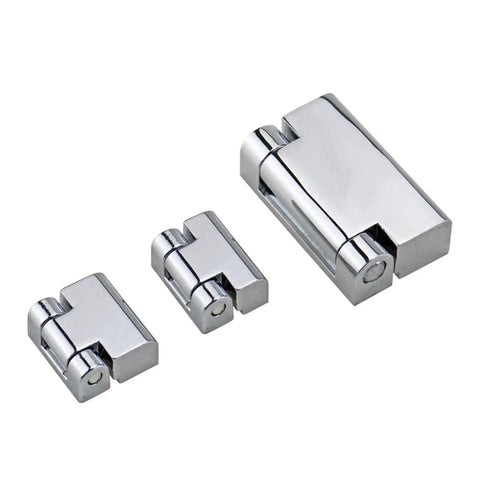 Three sizes of Rotary Corner Hinge For Industrial Equipment And Sheet Metal Cabinets, zinc alloy, Light 2 finish, 1 piece pack