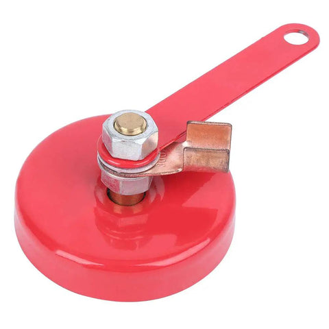 Heavy Duty Magnet Welding Block That Grips Tight As Glue For Stable Positioning Clamps Grounding Tasks With Red Alloy Steel Build, close-up view.