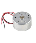Single motor from Ten Pack Mini DC Generator Motors 3V to 12V for DIY Projects, showing wires and round metal body in close-up