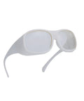Heavy Duty Laser Safety Glasses For 2940Nm Erbium Dental And Medical Use With Top Shelf Ce En207 Certification And Straight Up Tough Od 6plus Protection For Slick High Vtl Coverage in white with clear lenses.