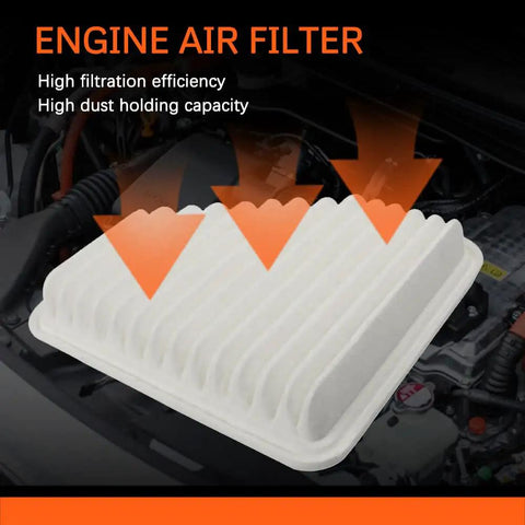 Engine Air Filter Fits Toyota Camry V6 2007 2011, RAV4 2006 2012, white filter showing improved airflow with arrows