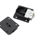 Plastic Sliding Door Roller With Bearing, Weighted Wardrobe And Cabinet Lifting Wheel, 2 Sets With Screws, Durable ABS Nylon Construction, Easy To Install For Smooth Sliding Doors And Furniture Fittings Black, shown in disassembled view.