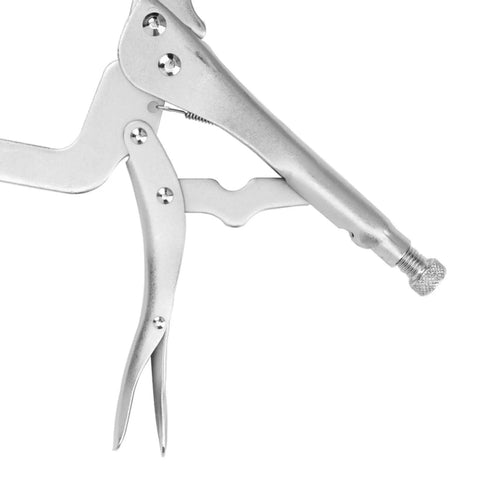 Close-up of 11 Inch Large C Clamp Locking Pliers Set With Swivel Pads, Beefy Heavy Duty Vise Grip Clamps for Woodworking and Welding