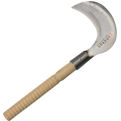 Ultra Sharp Steel Grass Sickle With Hardwood Handle For Clearing Vines And Undergrowth Saplings Up To Two Centimeters Clean Cuts