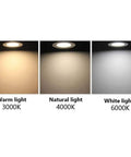 Slick 12W Recessed LED Downlight Boasting Deep Anti Glare Lens 75mm Cutout CRI85 3000K Warm White Ceiling Spotlight showcasing various color temperatures