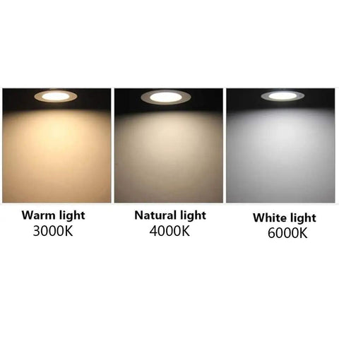 Slick 12W Recessed LED Downlight Boasting Deep Anti Glare Lens 75mm Cutout CRI85 3000K Warm White Ceiling Spotlight showcasing various color temperatures