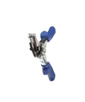 Pipe And Duct Cutter For One And A Quarter Inch Cuts With Cold Rolled Steel Construction Made In The USA, blue grips, shown angled