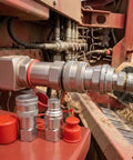 Flat Face 1/2 Inch NPT Hydraulic Quick Connect Couplers Set With Dust Caps ISO 16028 High Flow installed on machinery