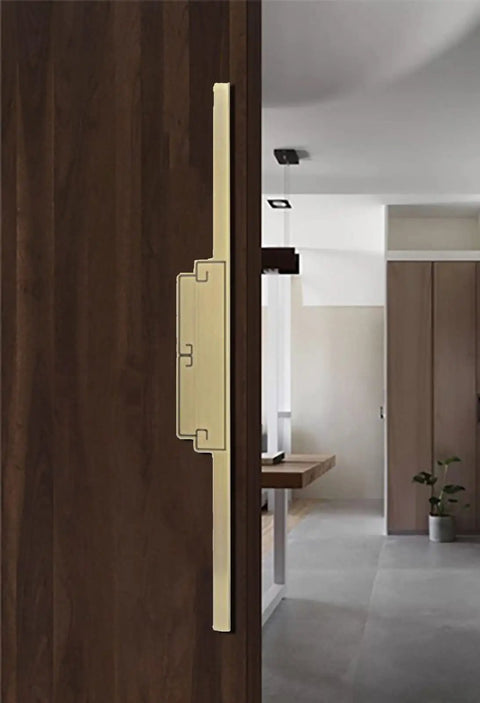 Heavy Duty Push Pull Door Handle For Glass Wood And Metal Doors Built To Last, Retro Aluminum Sliding Barn Style Pull in bronze finish