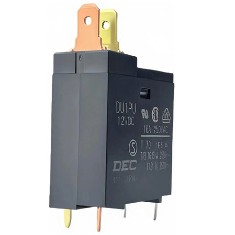 Beefy 12V DC Relay Switch For Appliances, 16A At 250VAC, 4-Pin PCB Mount With Two Quick-Connect Tabs, SPST-NO Control Board Relay