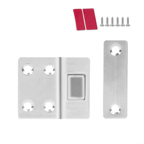 Magnetic Cabinet Door Catch With Strong Hold Steel Latch for Closets and Cupboards Easy Install with Included Screws Silver Finish 43x38mm