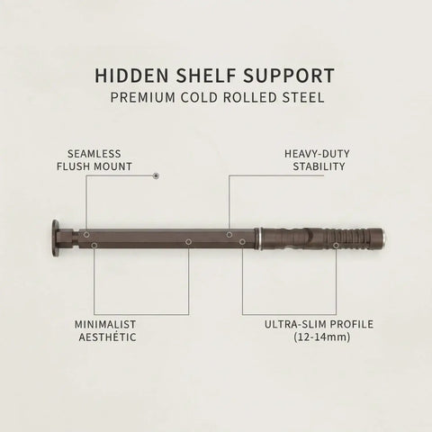 Hidden Shelf Bracket 0.47 Inch Width Slim Profile For Tight Spaces In Closets And Cabinets with minimalist aesthetic and brown finish