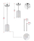 Two Pack Brushed Nickel Mini Pendant Lights With Linen Glass Shade For Kitchen Island, adjustable rods overview