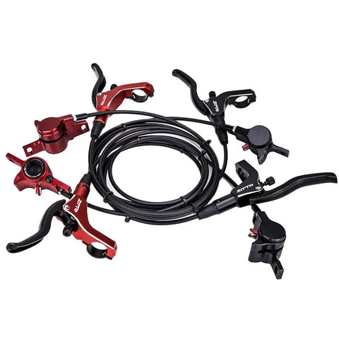 Upgrade Your Ride With This Premium Full Aluminum Alloy Hydraulic Disc Brake Kit Featuring Front And Rear Calipers Plus Brake Levers Easy Tool Free Pad Swap Universal Fit Smooth Stopping Power For Gnarly Trails