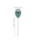 Soil Moisture Meter And pH Tester For Garden Lawn And Indoor Outdoor Plants Pro Humidity Monitor with easy probe design; dimensions showing.