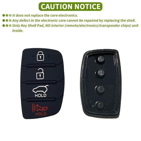 Hyundai 4 Button Key Fob Rubber Button Pad Replacement For Santa Fe Sport And Sonata 2013 2019 front and back view