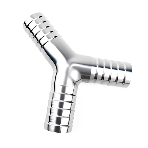 Top Shelf SUS304 Stainless Steel Y Shaped Hose Barb Tee Three Way Pipe Splitter Fitting, 8mm to 108mm for industrial piping.