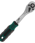 Heavy Duty 10mm Quick Release Ratchet Extension Featuring 72 Tooth Reversible Head showing shiny chrome finish and ergonomic grip.