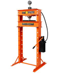 Badass 30 Ton Air Hydraulic Shop Press With Gauge And Air Pump, Heavy Duty H Frame Bearing Press In Orange View