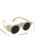 Badass 5 Piece Welding Goggles Set Made Tough With Impact Proof Plastic Safety Glasses, beige frames, 5cm height, 14.3cm width.