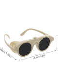 Badass Adjustable Welding Glasses With Anti Scratch Lenses For Safe Industrial Eye Protection For Dudes And Crews Alike, beige frame, 14.3cm width.