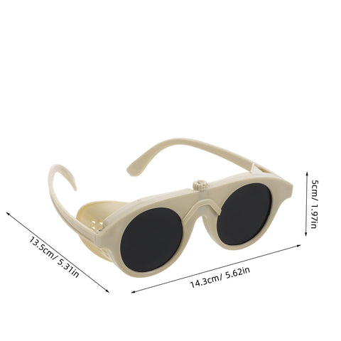 Badass Adjustable Welding Glasses With Anti Scratch Lenses For Safe Industrial Eye Protection For Dudes And Crews Alike, beige frame, 14.3cm width.