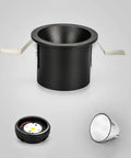 iumLeap Recessed Lighting Housing Trim Kits LED Spotlight black aluminum housing part with clips for downlight installation.