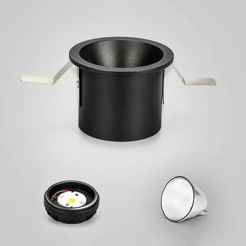 iumLeap Recessed Lighting Housing Trim Kits LED Spotlight black aluminum housing part with clips for downlight installation.