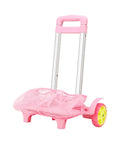 Foldable Aluminum Trolley Cart Hand Truck With Ergonomic Handle, Removable Frame, Easy Fold Design, Lightweight Backpack Carrier For Books And Gear, Pink, shown folded