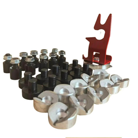 Fixturing Kit For Portable Five Eighth Inch Holes Welding Table With Magnetic Torch Holder, V Blocks, Riser Stops, Squaring Pins