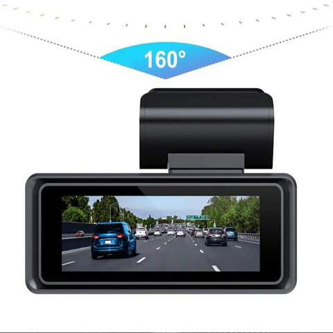Heavy Duty Triple Lens Dash Cam Built For Chevy Bolt EV Compact Front Side And Rear View With Super Crisp Night Vision Seamless Loop Recorder Keep Your Ride Locked Down For Work Runs showing 160° wide angle view.