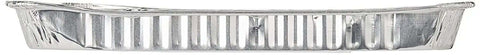 Side view of pack of twelve quarter size aluminum foil cake pans for bake sales and events extra strong and durable for easy food transport.
