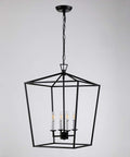 18 By 25 Inch Steel Cage Lantern Pendant Light With Industrial Candle Style Chandelier Design For Foyer And Hallway Black Iron Art Frame Huge Ceiling Fixture Sturdy Steel Cage Lighting