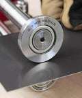 Close-up of Pro Grade 2 Station Metal Bender roller with 0.7mm radius for bends up to 150mm on sheet metal, panel profiling.