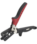 VFN2 Vinyl Fencing Rail Notcher with ergonomic Redline handles, creates 3/4 inch raised tabs, hardened steel frame, side view
