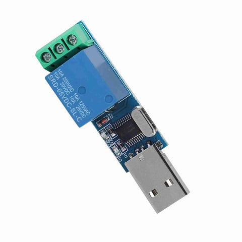 LCUS-1 USB Relay Module With 5V USB Control, 10A Switching, Overcurrent Protection, No Fuss Smart Home Automation Ready, Plug And Play Microcontroller Interface For DIY Projects, Fast Response And Reliable Device Control. Compact blue USB relay board with screw terminals.
