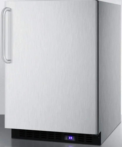Frost Free Under Counter Upright Freezer Slick Stainless Steel Finish With Digital Controls And Towel Bar Handle 24 Inch built-in view