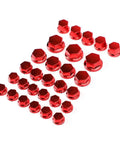 30-Piece Red Hex Socket Bolt Cover Kit For Motorcycles - Rust-Proof ABS High-Gloss Finish Easy Install Keeps Bolt Hardware Looking Sharp And Kickin Fairings And Risers Fits Touring Street Glide Electra Glide Softail Fat Boy, red ABS covers