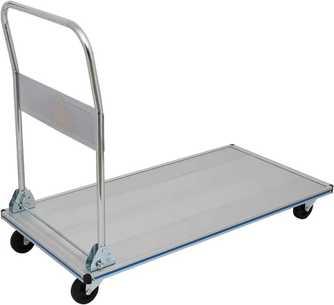Heavy Duty Folding Platform Truck Aluminum Hand Trolley 770 Lb Capacity with extendable handle and dual swivel wheels.