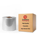 8 Inch Polyolefin Heat Shrink Film Roll 75 Gauge Center Fold 3500 Ft solid tear resistant packaging wrap beside box packaging.
